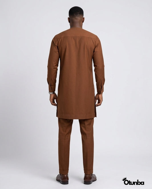 African Men's Kaftan | Custom Senator Wear | Brown — Photo 170 | OTUNBA Luxury Fashion