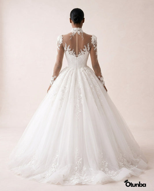 Luxurious Lace Wedding Dress | Long Sleeve Bridal Gown — Photo 1 | OTUNBA Luxury Fashion