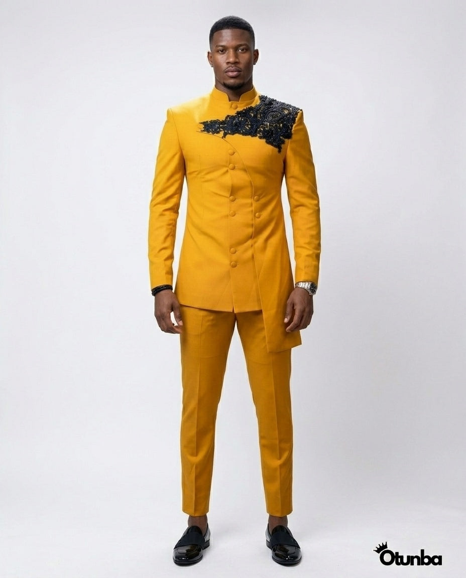 Luxury African Men Kaftan | Custom Sizing | Royal Gold OTUNBA Luxury African Men Kaftan | Custom Sizing | Royal Gold OTUNBA