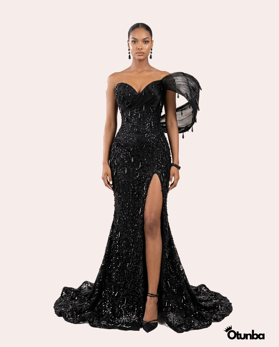 Luxury Long Prom Beaded Lace Dress
