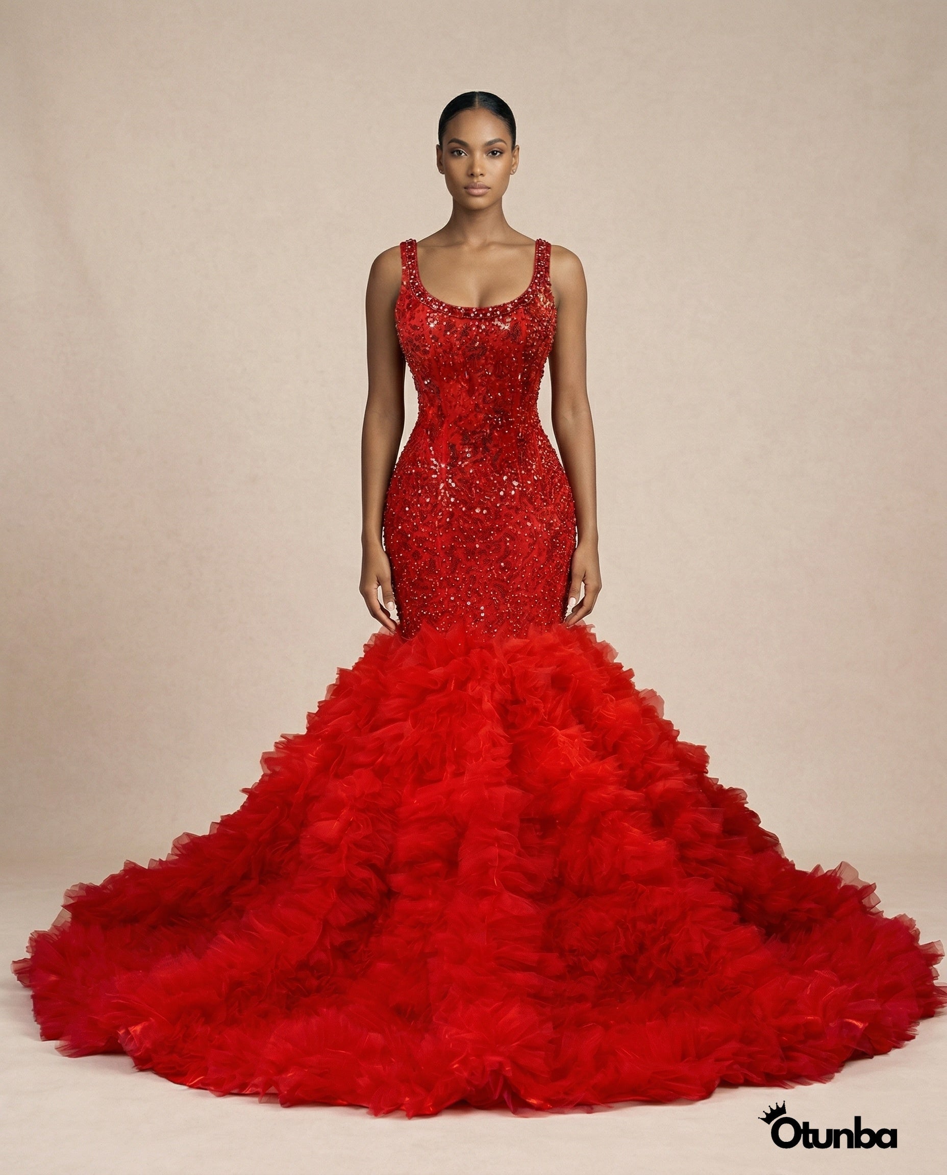 Luxury Traditional Wedding Dress| Red OTUNBA Luxury Traditional Wedding Dress| Red OTUNBA