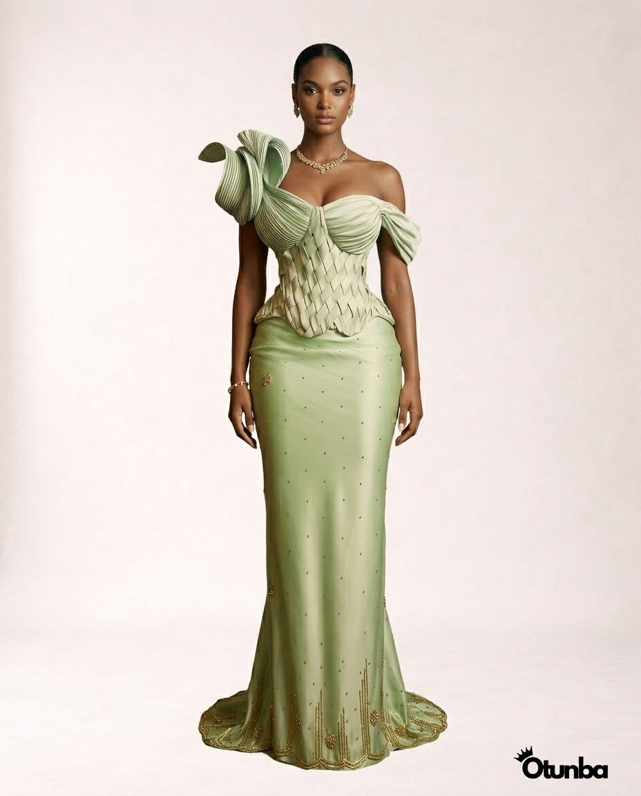 Luxury Weaved Corset Prom Dress | Mint Green OTUNBA Luxury Weaved Corset Prom Dress | Mint Green OTUNBA