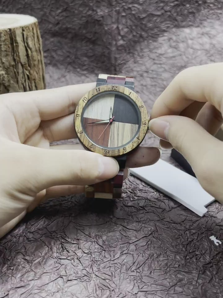 Multicolor Men's Full Wooden Panel Watch