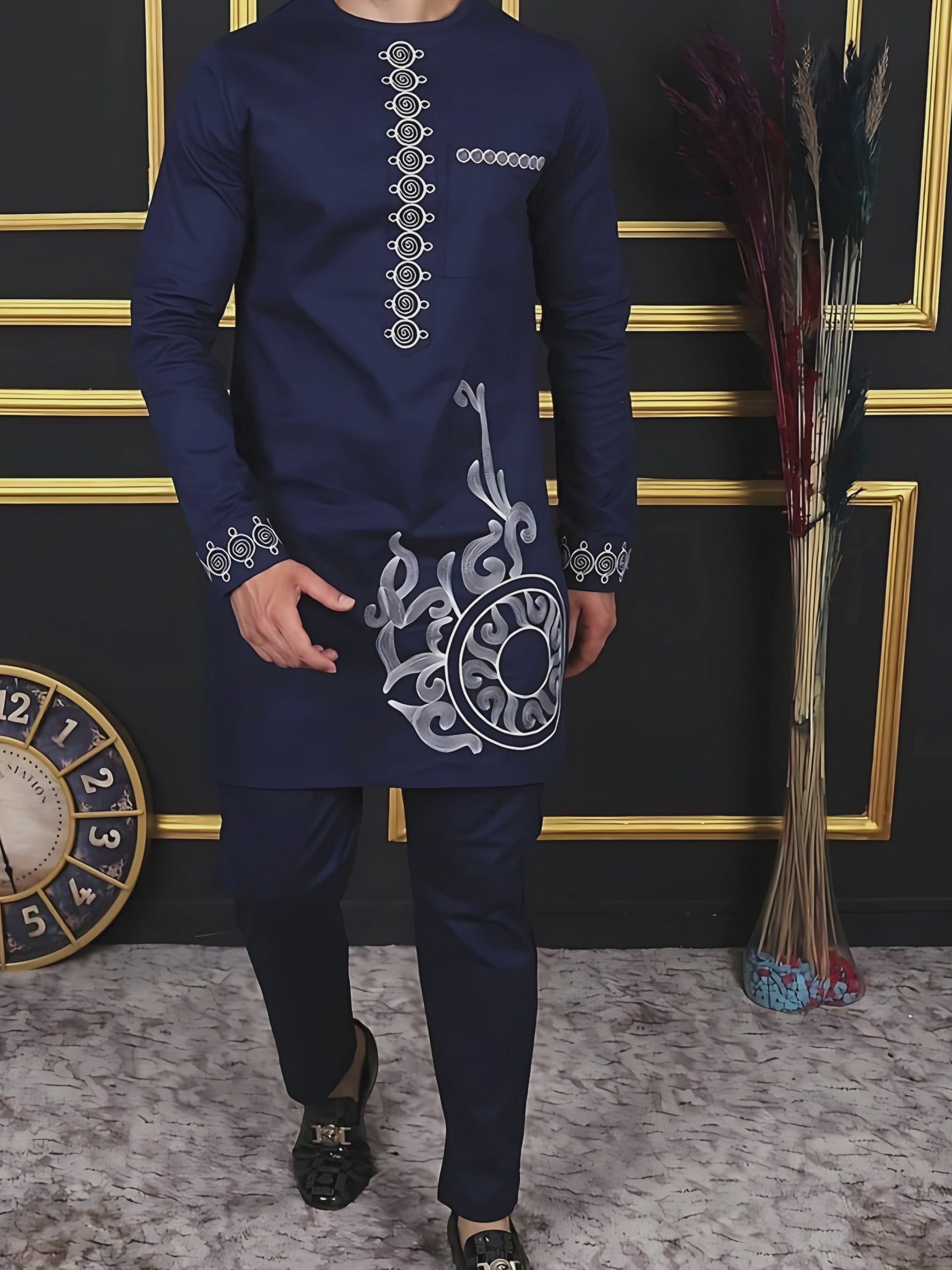 African men's 2-piece set, Dashiki top and pants, Traditional African outfit, Men's ethnic wear, African clothing ensemble