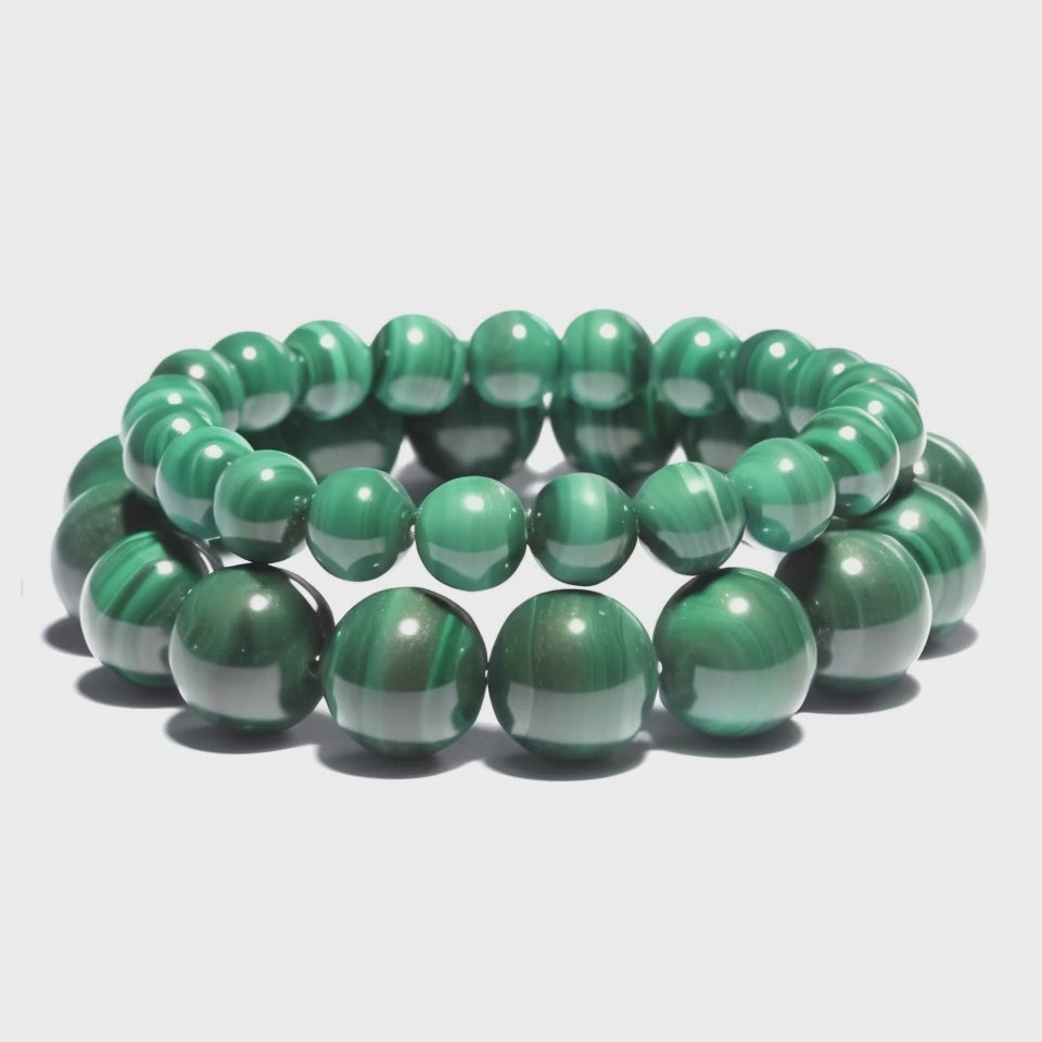 Synthetic Malachite and Quartz Stone Men's Bracelet