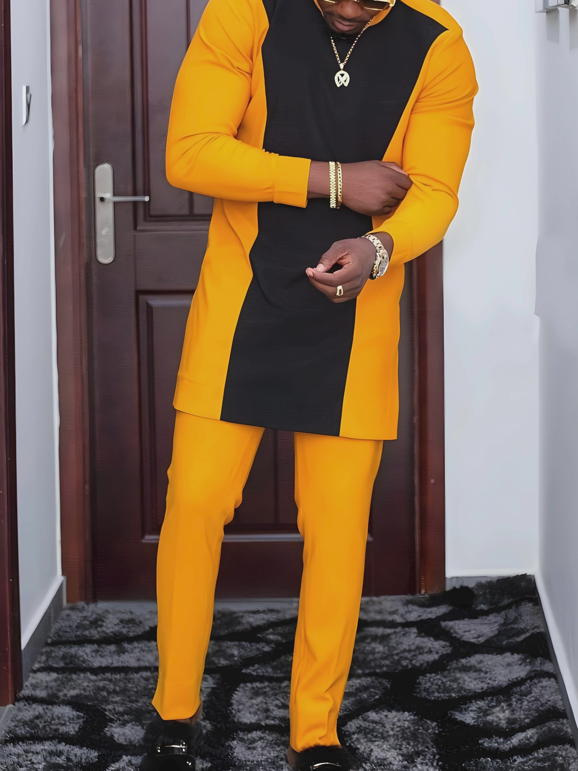 African Men's Kaftan in yellow