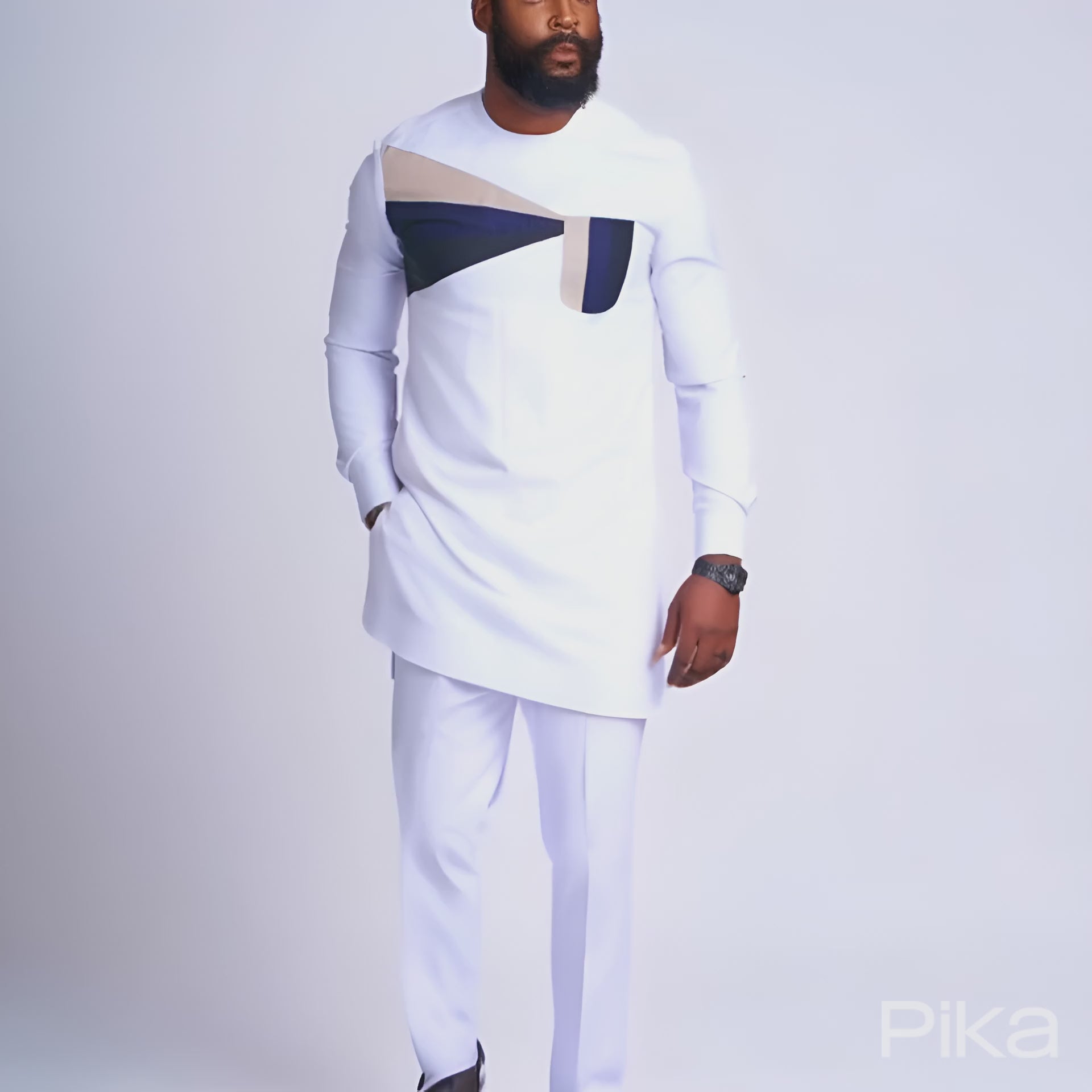 African Men Kaftan, Custom Sized Senator Wear, Nigerian Traditional Clothing, Wedding Attire, Office Wear, Long Sleeve, White Design