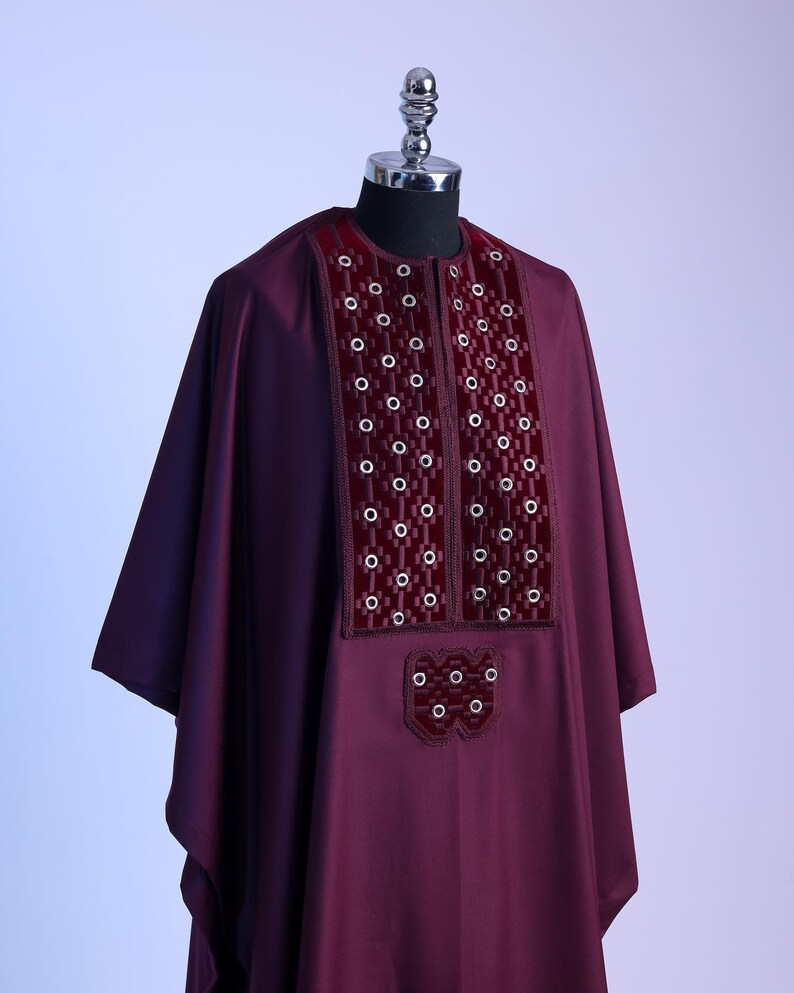 Luxury Burgundy Agbada | Custom Sizing | Burgundy