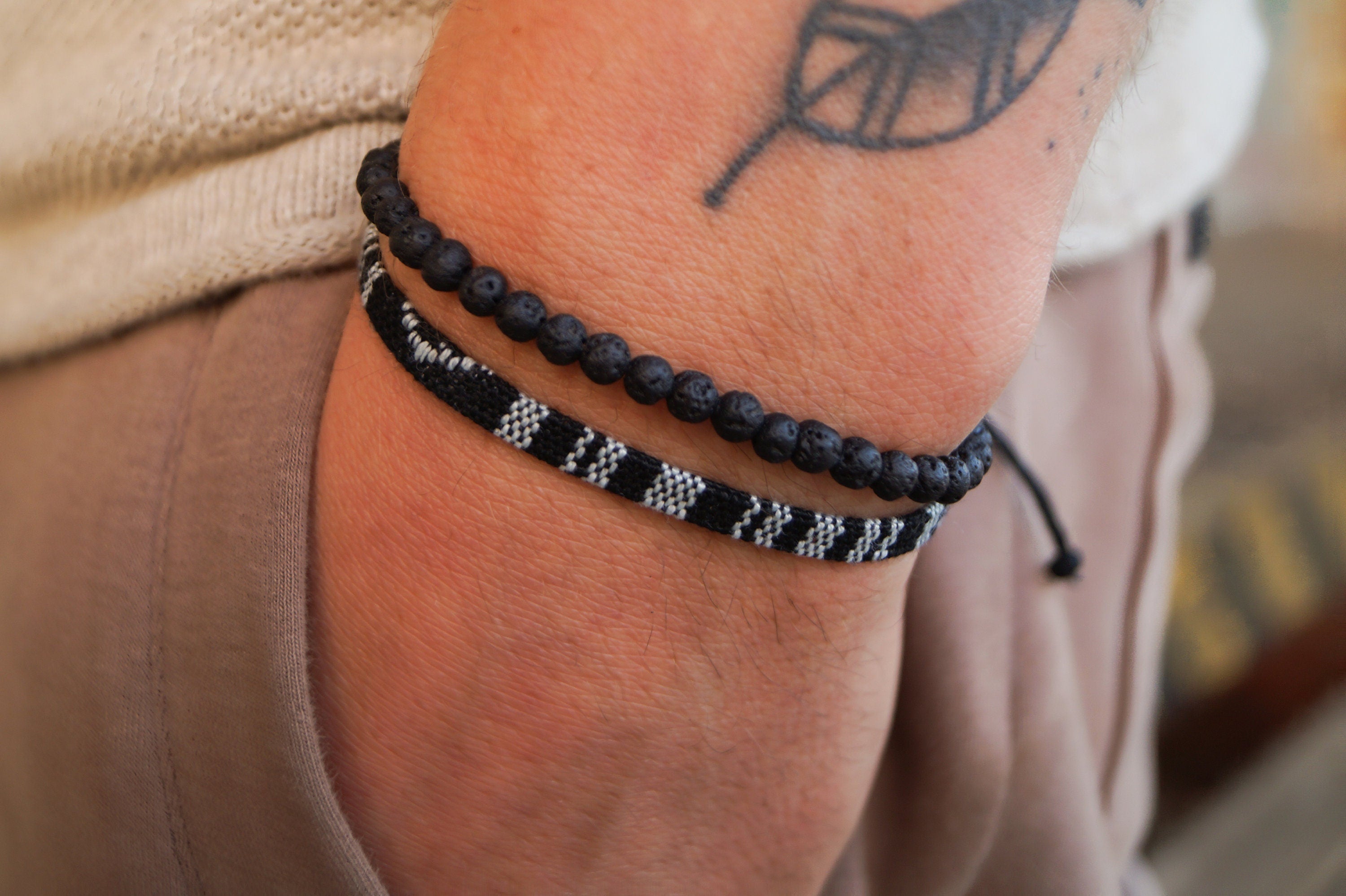 Handmade Boho Summer Festival Bracelet for Men | Black