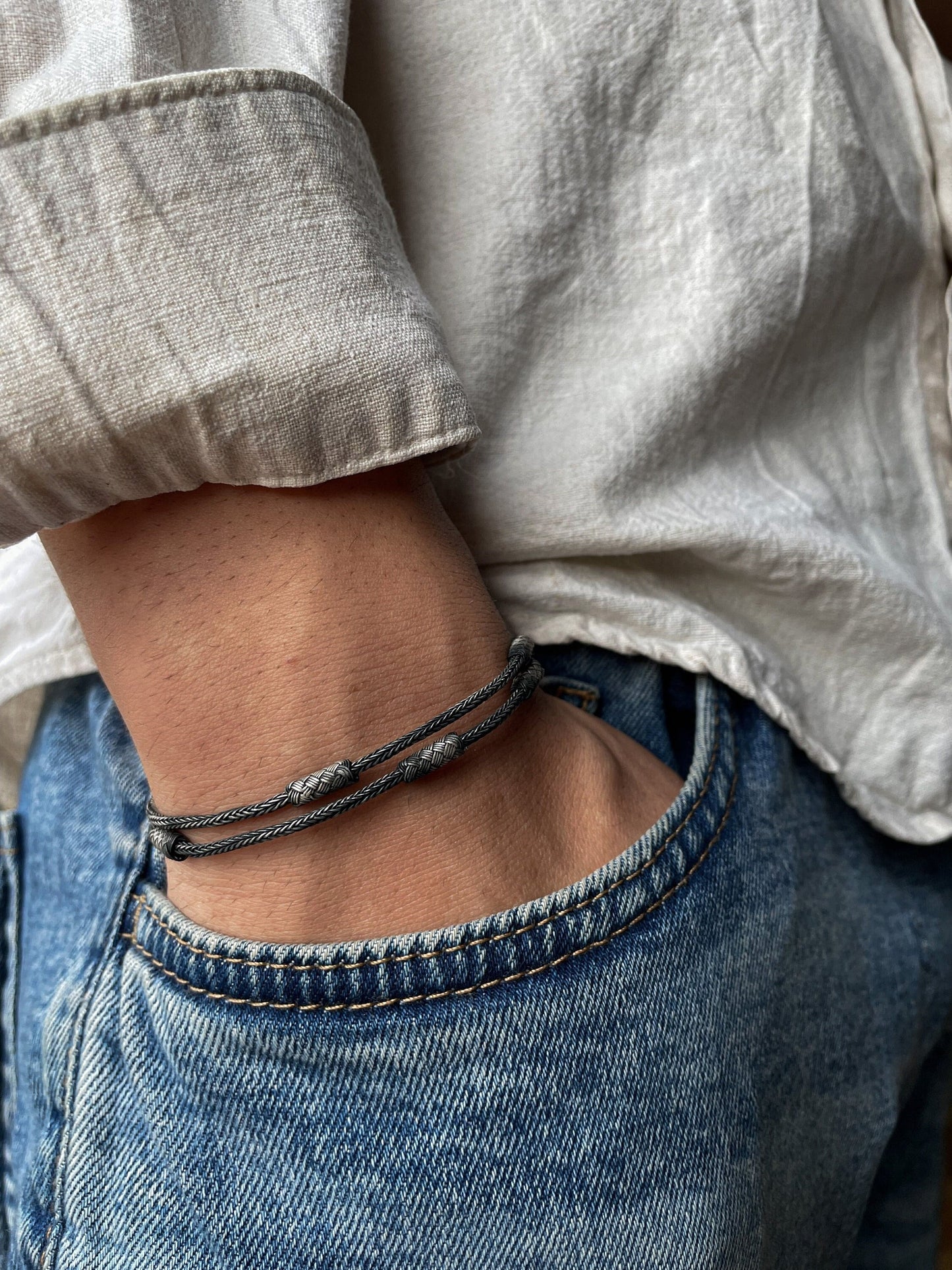 Hand Braided Celtic Silver Bracelet