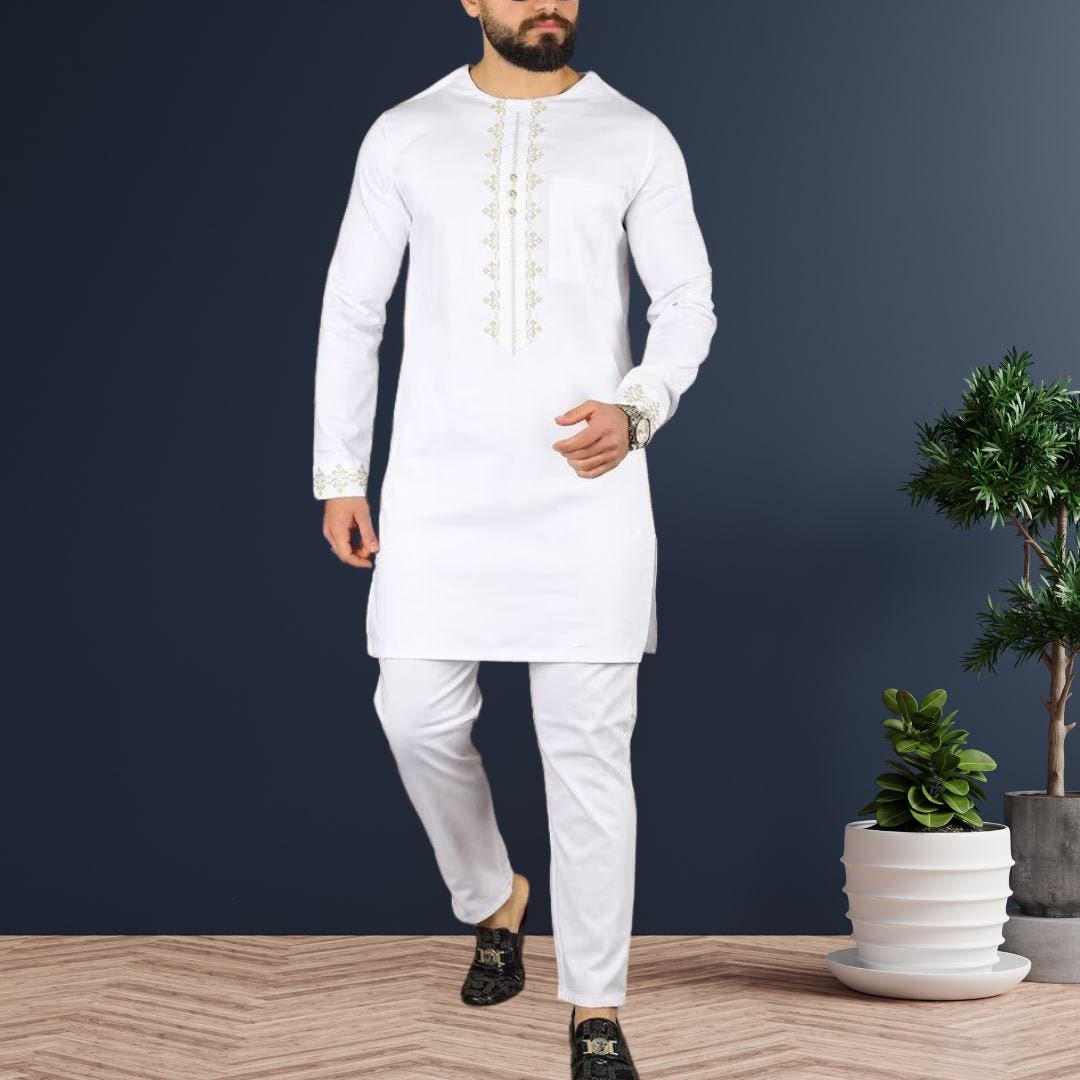 African Men's Kaftan, Custom-Sized Kaftan, Nigerian Clothing for Men, Traditional African Menswear