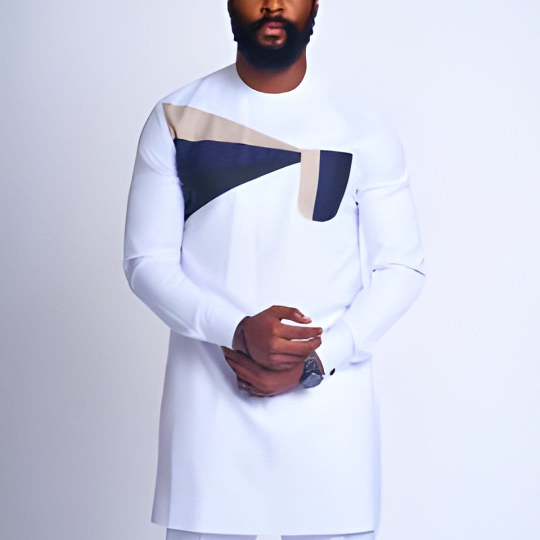 African Men Kaftan, Custom Sized Senator Wear, Nigerian Traditional Clothing, Wedding Attire, Office Wear, Long Sleeve, White Design