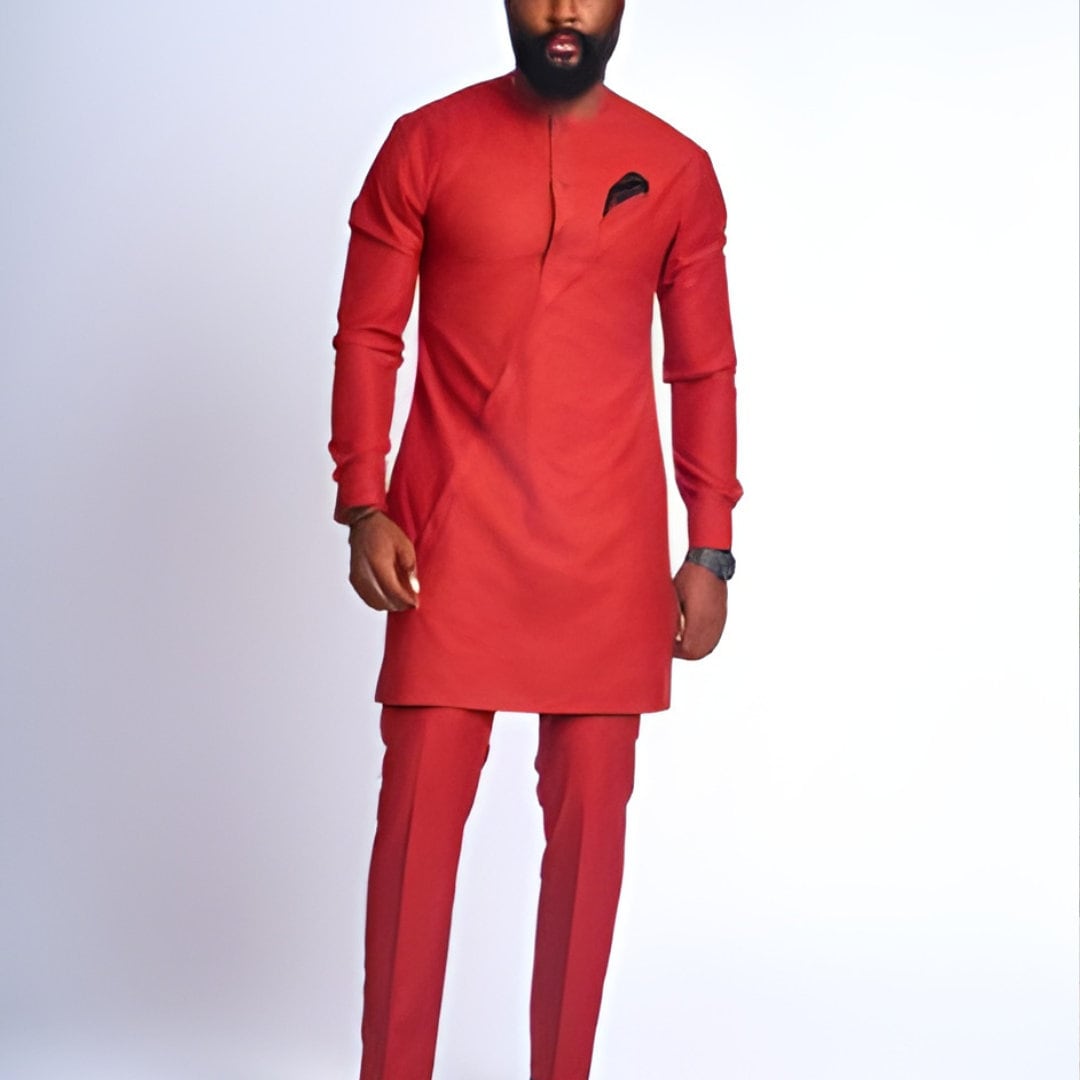 African Men's Kaftan in Red