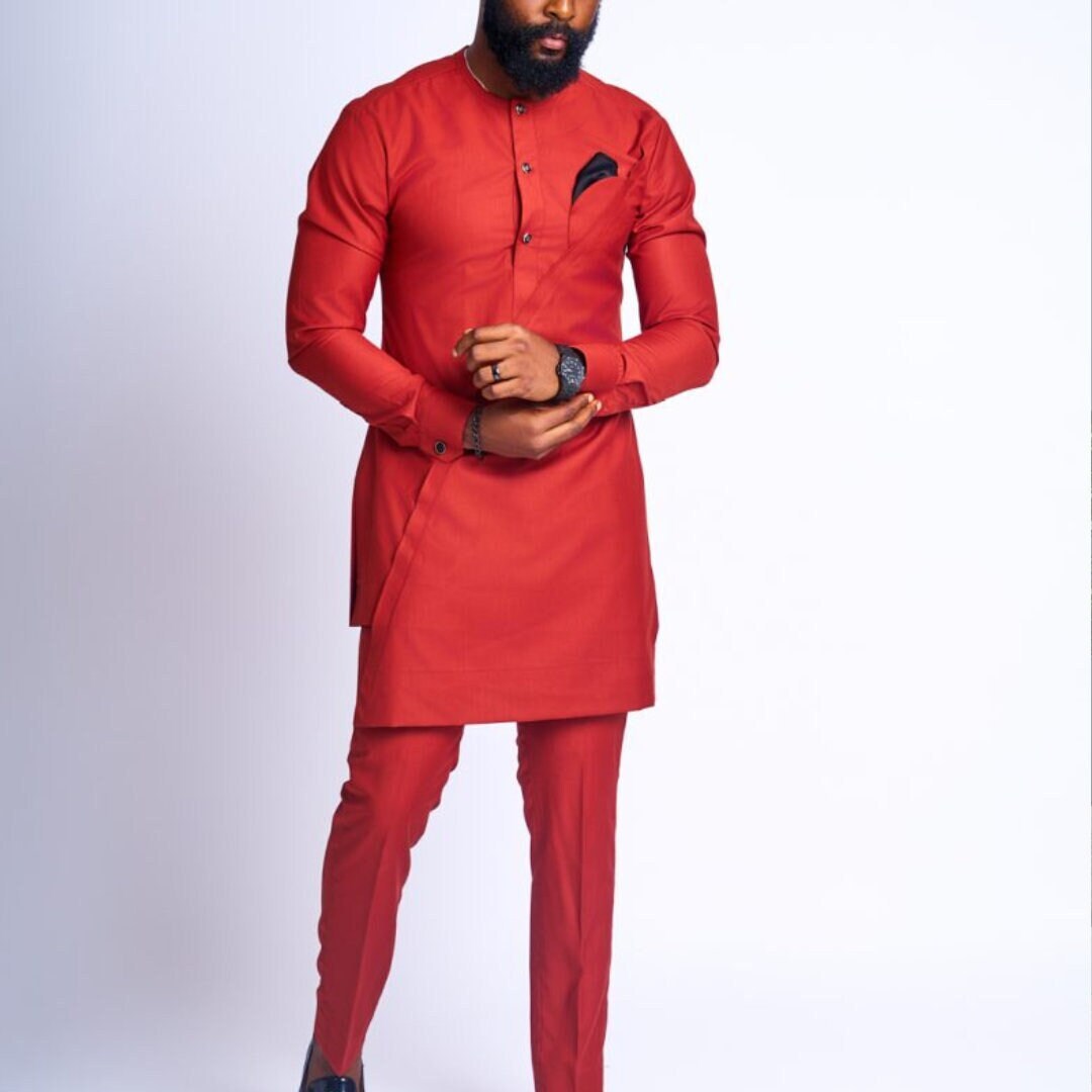 African Men's Kaftan in Red