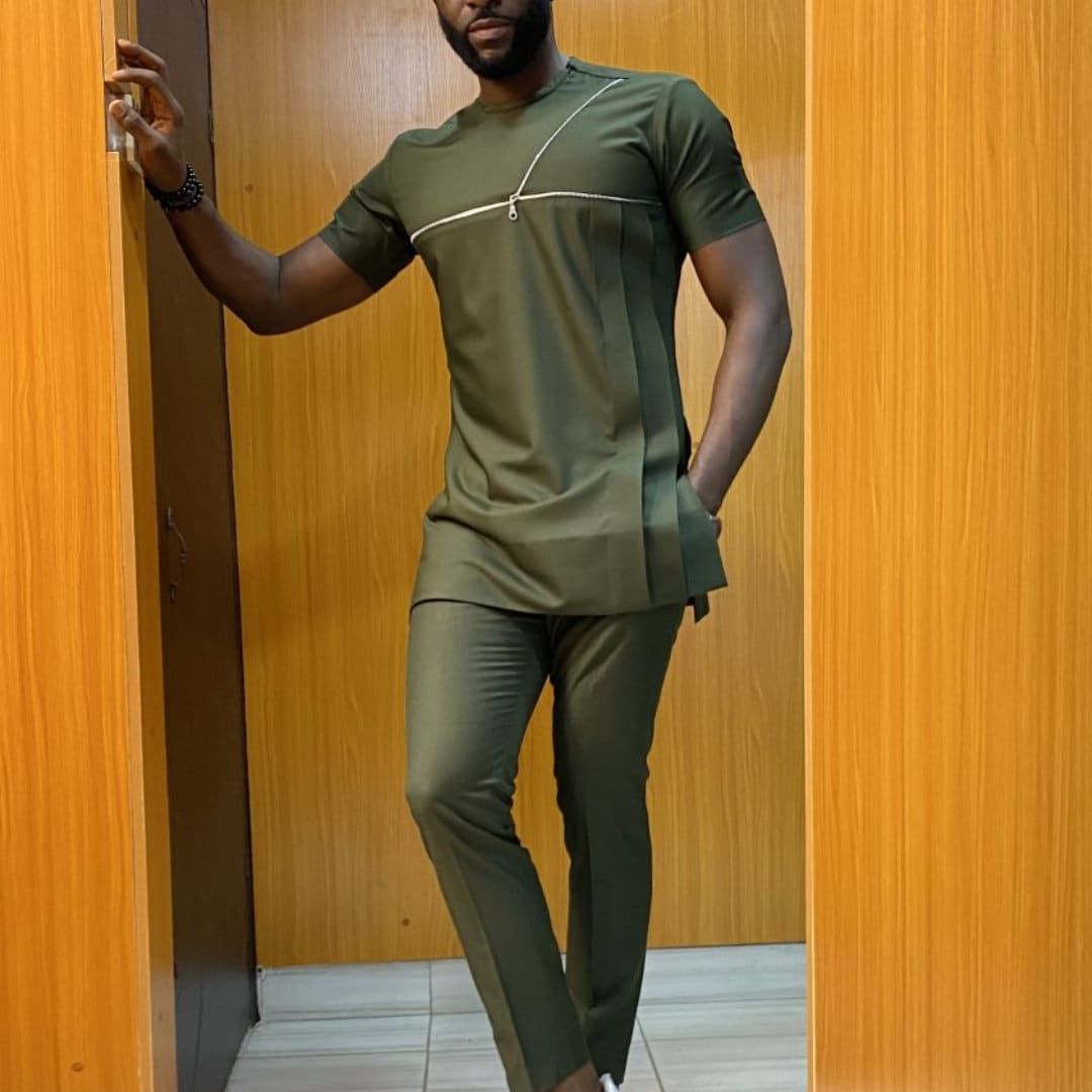 African Men's Kaftan in Green,