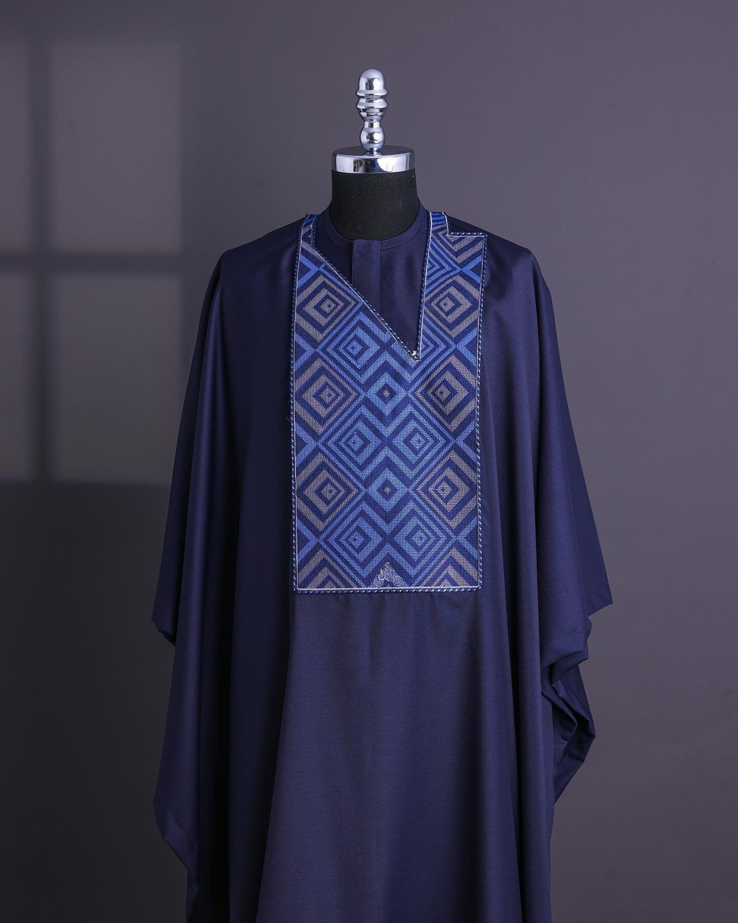 Luxury Blue Agbada Suit, Custom Nigerian Attire, African Fashion for Men, Traditional Agbada Outfit