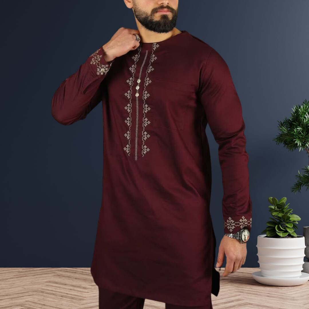 African Men's Kaftan, Custom-Sized Kaftan, Nigerian Clothing for Men, Traditional African Menswear