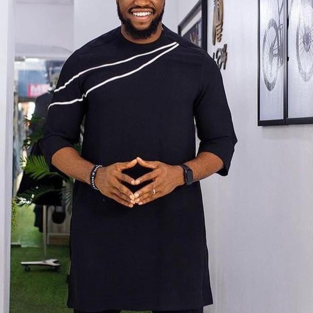 African Men's Kaftan in Black