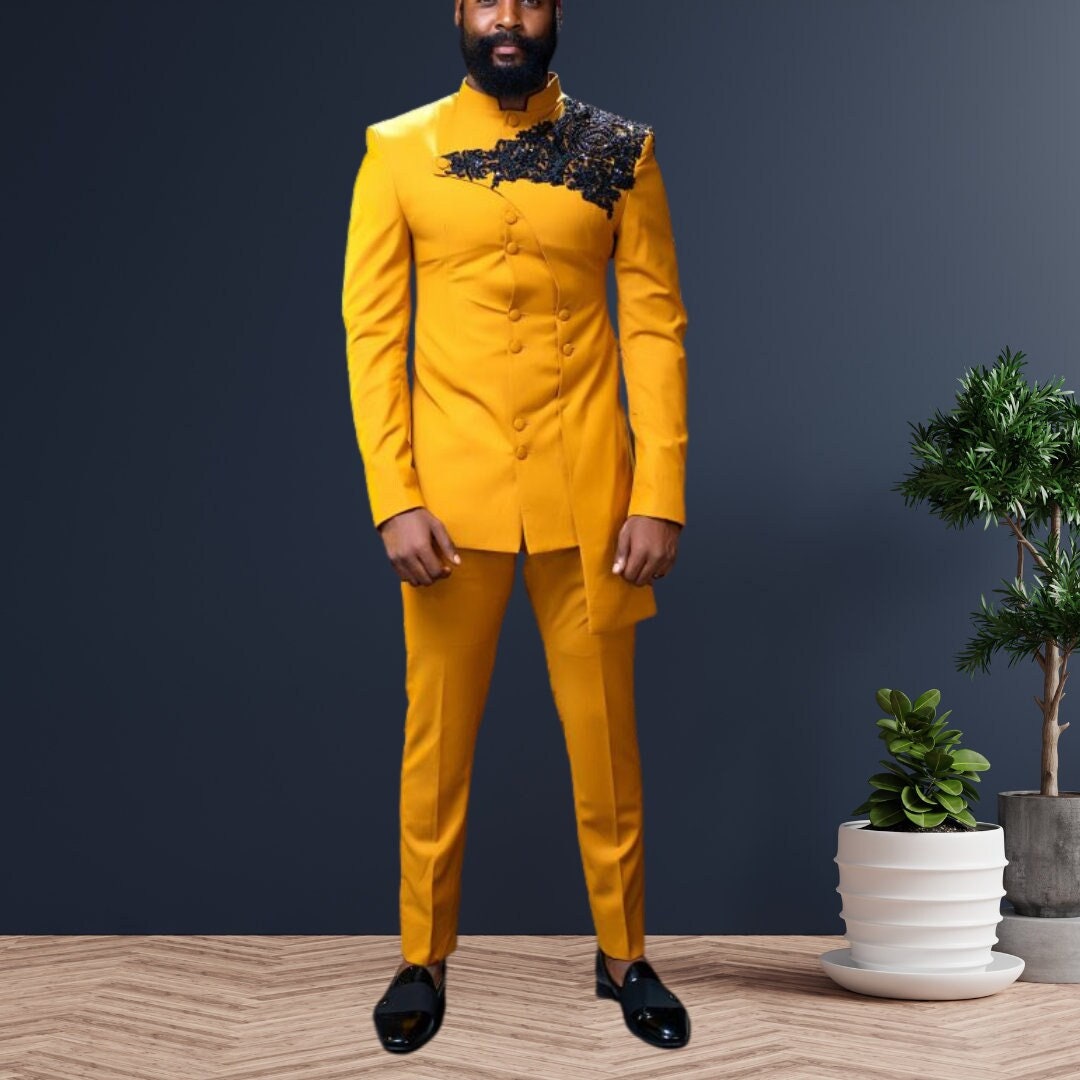 Luxury African Men's Kaftan in Royal Gold