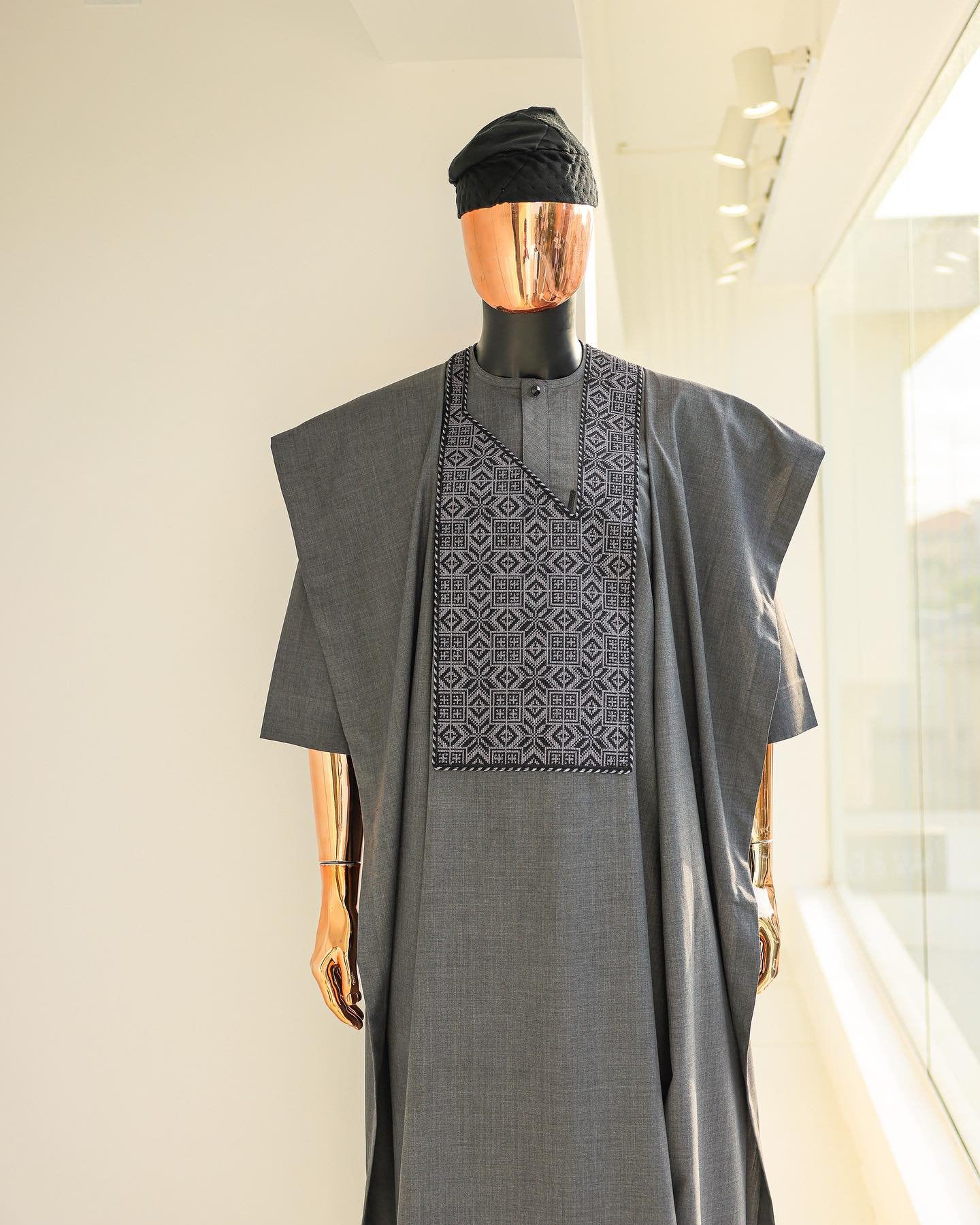 Grey Agbada for Men, African Suit, Nigerian Wedding Attire