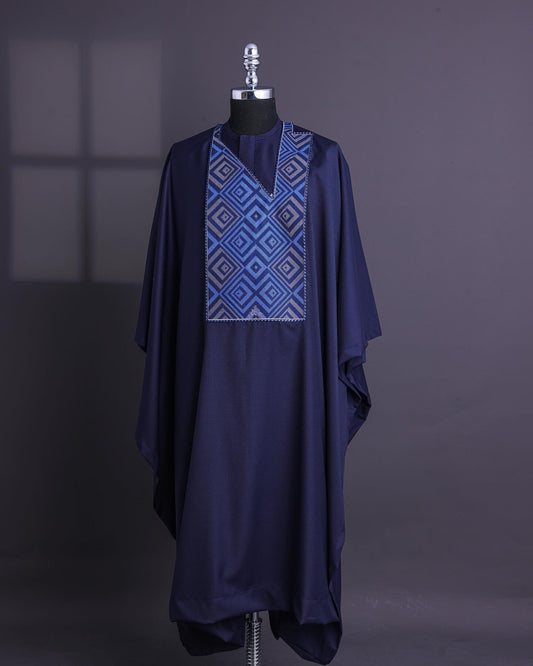 Luxury Blue Agbada Suit, Custom Nigerian Attire, African Fashion for Men, Traditional Agbada Outfit