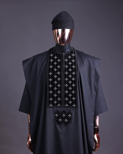 Luxury Black Agbada for Men, Custom-sized African Suit, Wedding Attire, Men's Fashion, Black Agbada