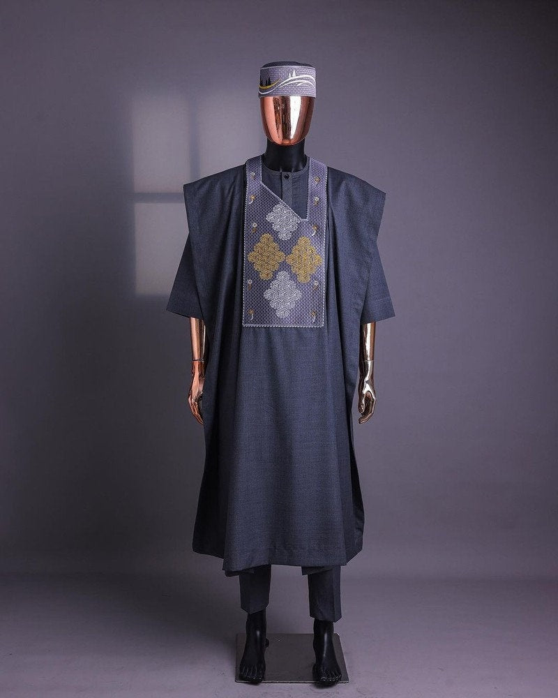 Luxury Grey Agbada | Custom Sizing | Grey