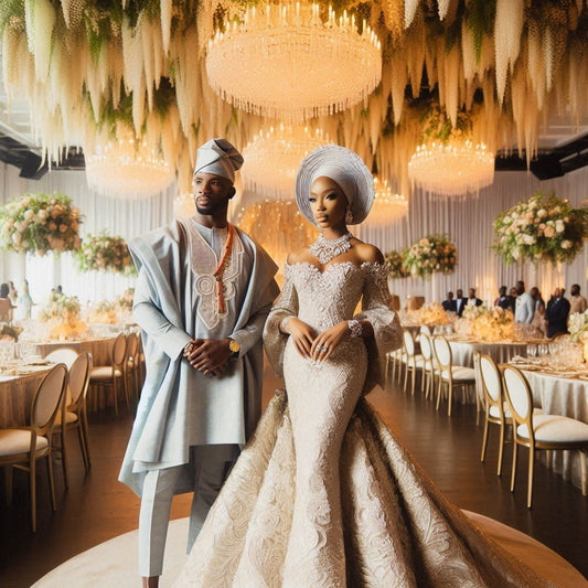 A wedding venue might show a beautifully decorated space featuring a blend of Nigerian and American decor.
