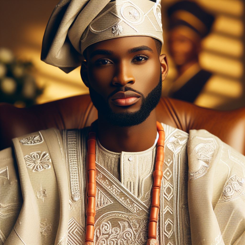 a groom dressed in traditional Nigerian attire.