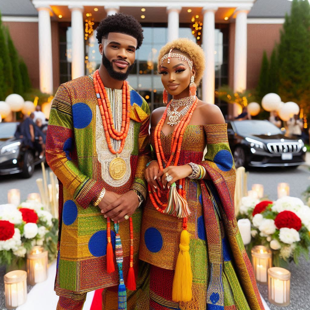 Nigerian couple in matching ankara material.