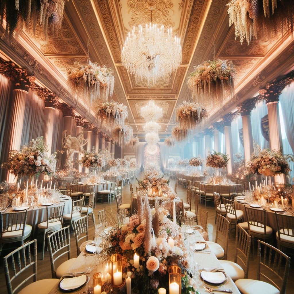 An elegantly decorated wedding venue