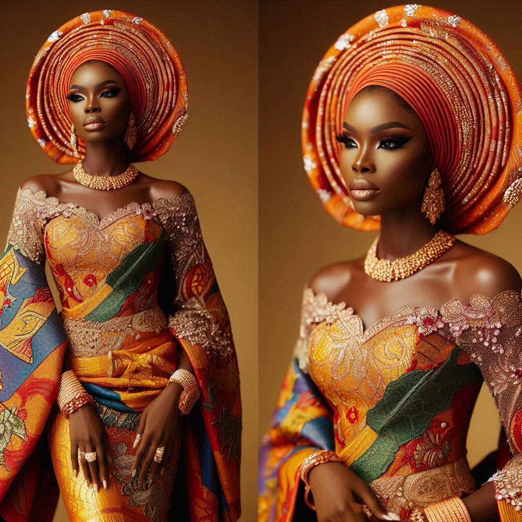 A Nigerian bride in Texas wearing a stunning traditional outfit.