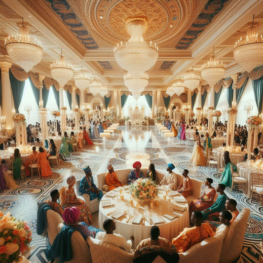 A vibrant Nigerian wedding hall in Texas.