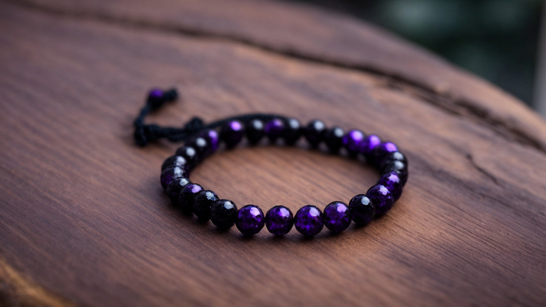 Dark Purple and Black Beaded Men's Bracelet: A Stylish Accessory for Men