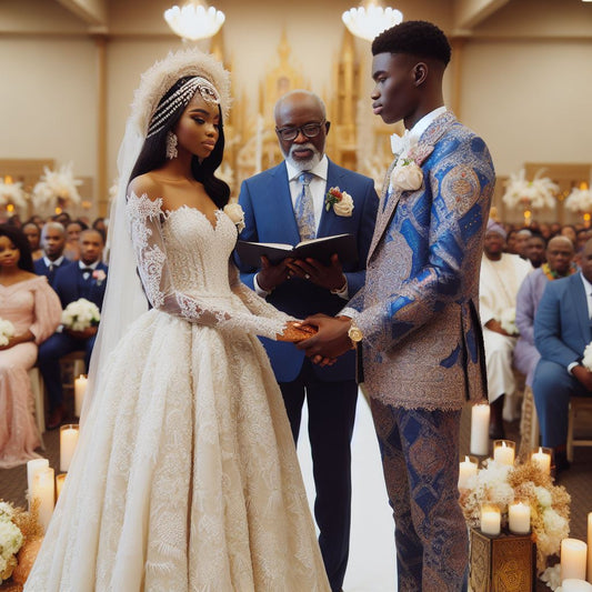 An elegant Nigerian bride and groom.