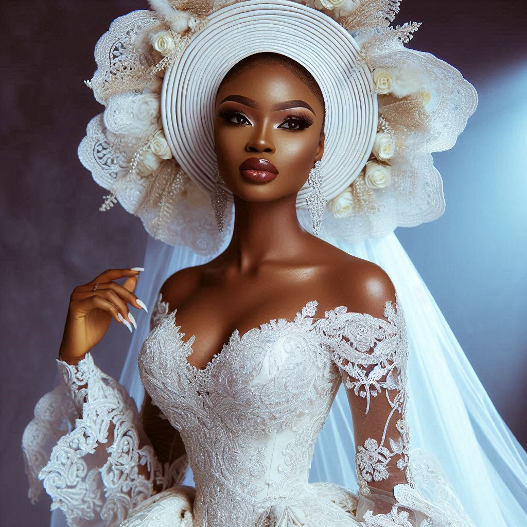 A stunning Nigerian bride in a wedding dress.