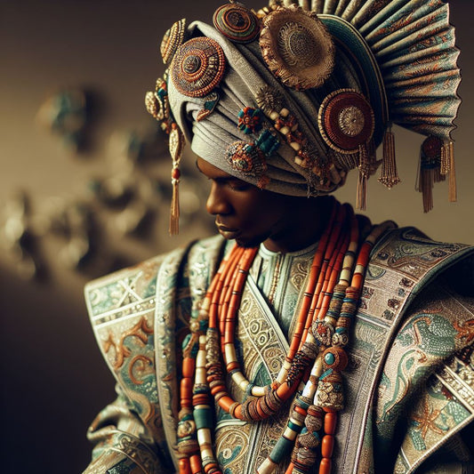 A groom adorned in traditional Nigerian attire.