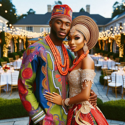 a vibrant Nigerian wedding ceremony in a grand Atlanta.