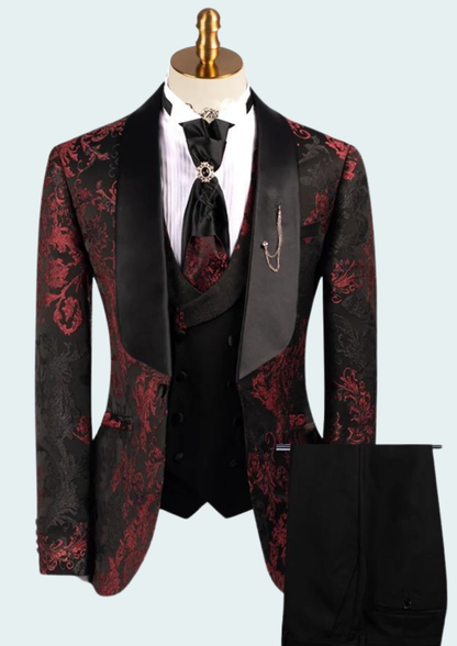 Luxury Floral Jacquard Wedding Suit