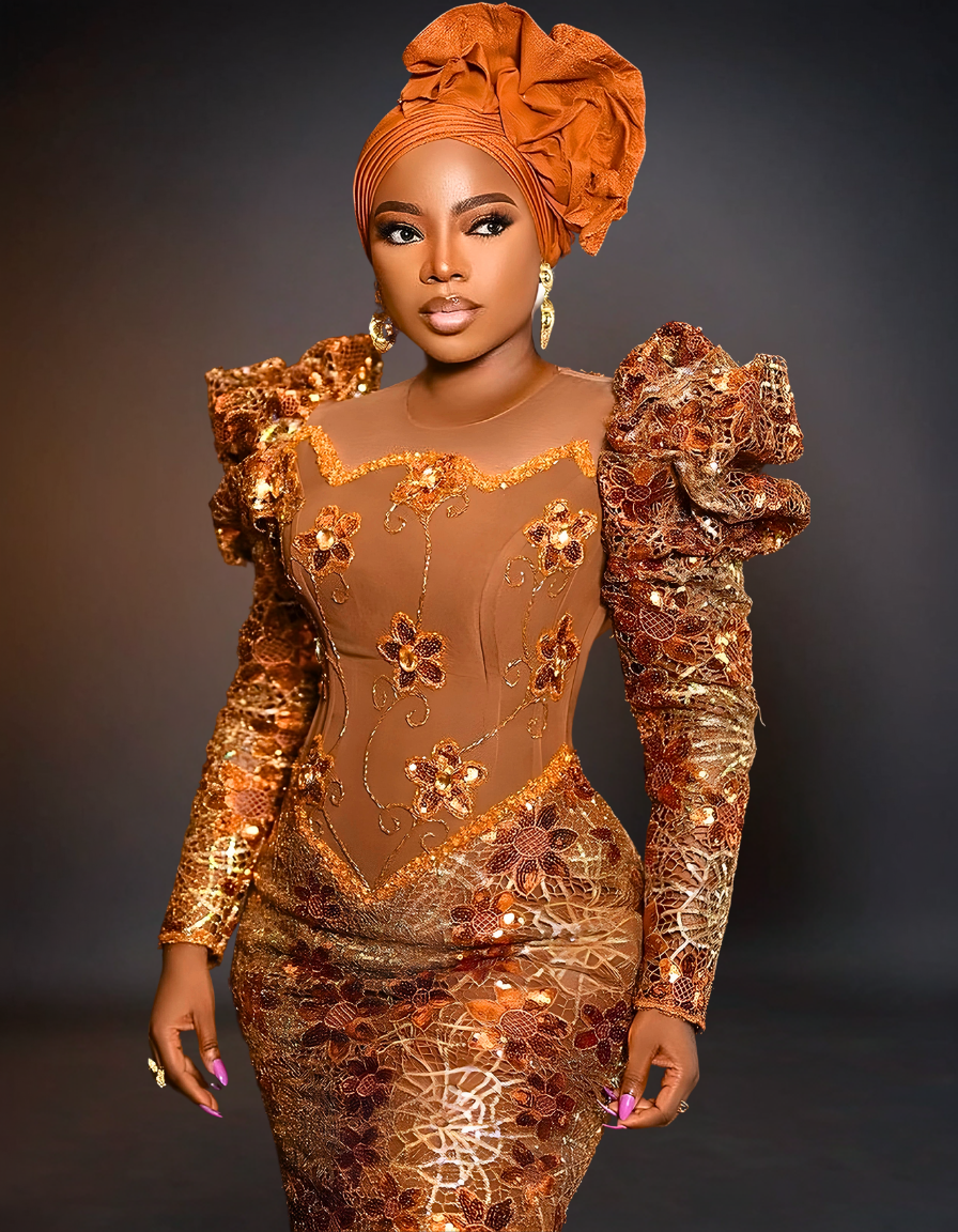 Luxury Traditional Wedding Party Dress | Dark Orange