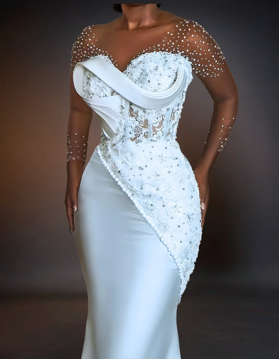 Luxury Mermaid Wedding Dress | Silver Stoning