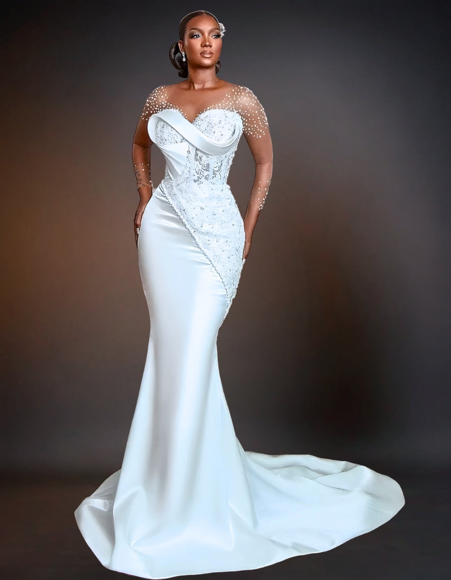 Luxury Mermaid Wedding Dress | Silver Stoning