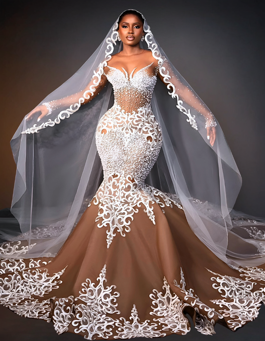 Luxury White Lace Wedding Dress