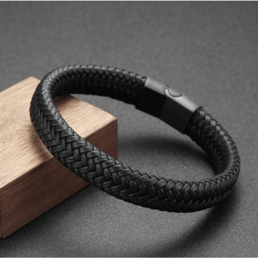 fashion stainless steel and PU leather bracelet