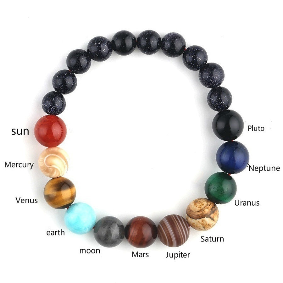 Eight Planets Beaded Bracelet, Solar System Bracelet, Celestial Jewelry, Natural Stone Bracelet