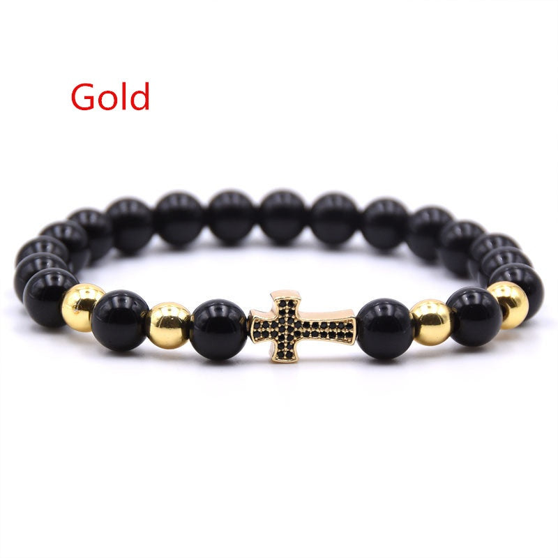 Men's Pave CZ Cross Bracelet