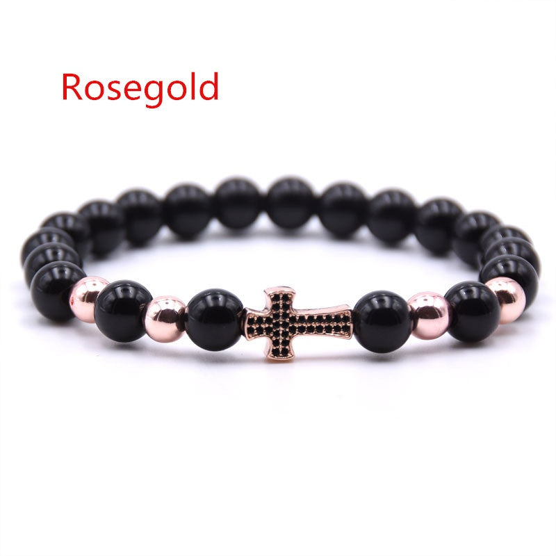 Men's Pave CZ Cross Bracelet