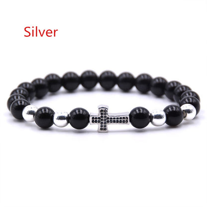 Men's Pave CZ Cross Bracelet