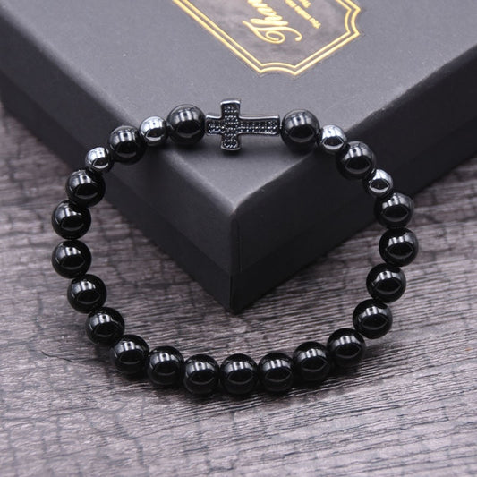 Classic Black Bead Bracelet for Men