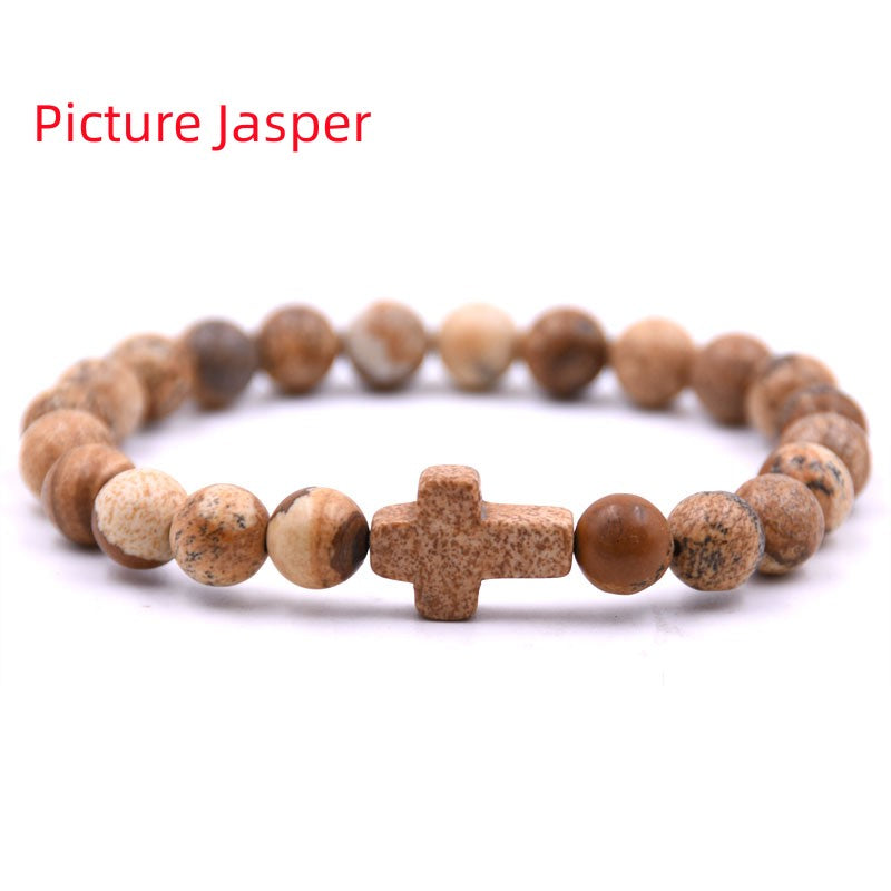 Trendy Natural Stone Bead Bracelet for Men